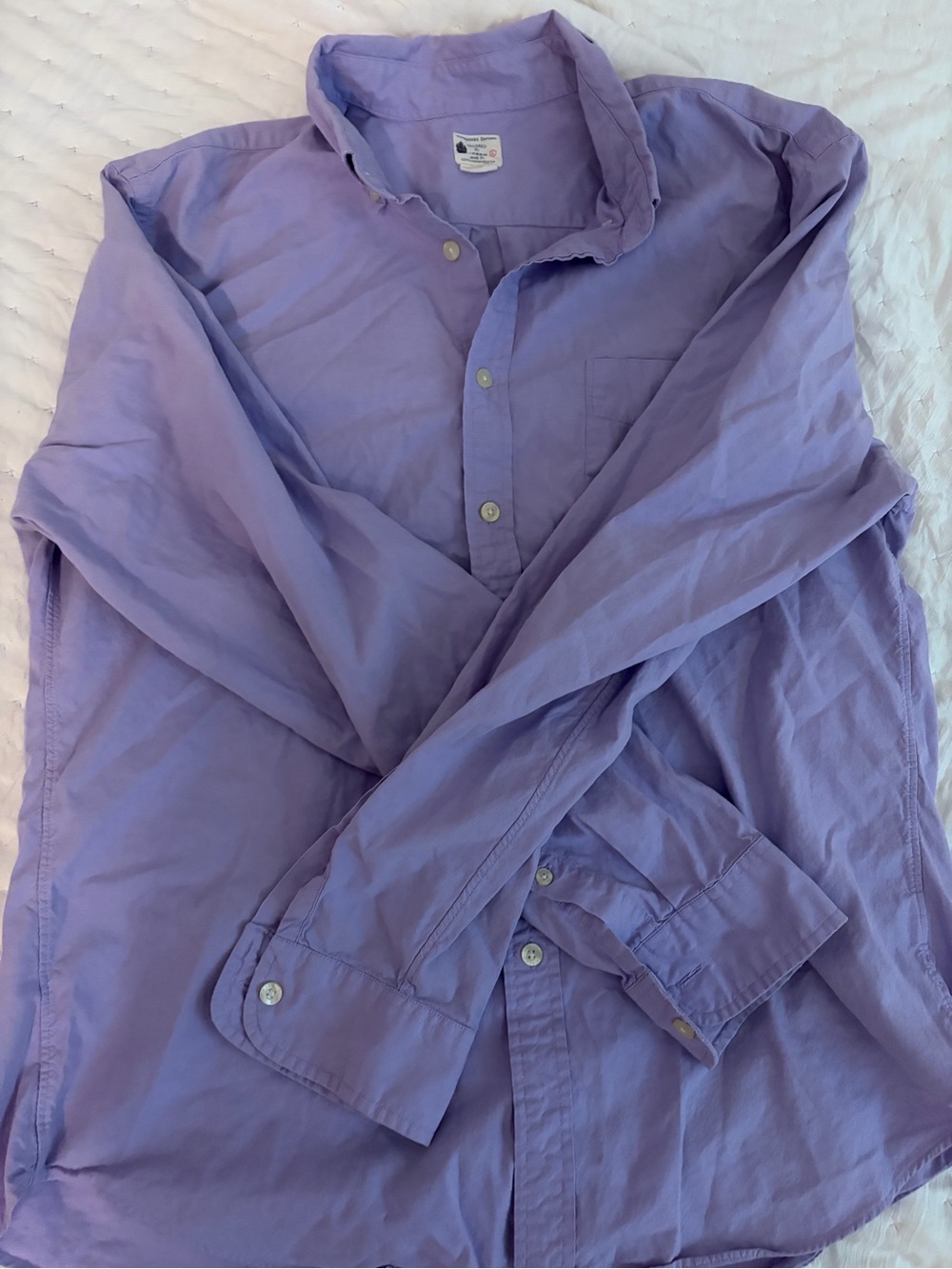 J. Crew Purple Lavender Long Sleeve Button Down Cotton Shirt Size Large
